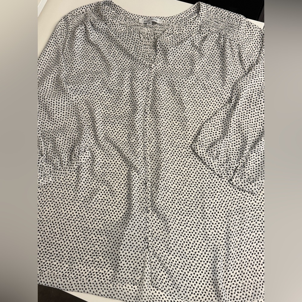 Rose & Olive Black and White Polka Dot Blouse Plus Size 1X